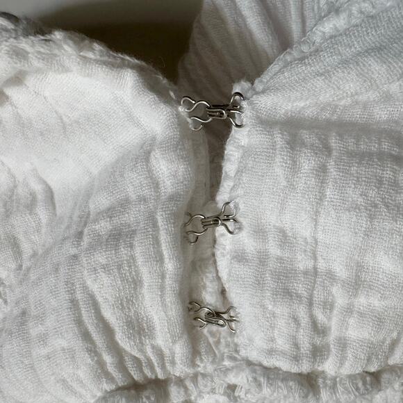 Cotton Natural Peruvian Sleeveless Tiered Maxi Dress Crochet Trim White S Fairy - Picture 13 of 16